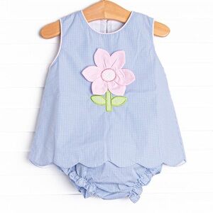 Charming Blue and Pink Flower Dress for Kids